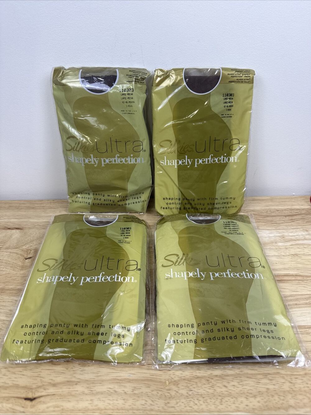 Silkies Ultra Shapely Perfection Pantyhose Women’s Sz Large -Mocha- Lot Of 4 NEW